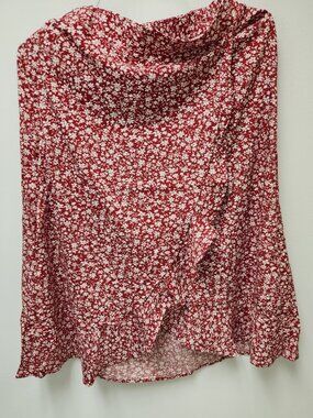 Ninexis Red Floral Ruffle-Hem Skirt